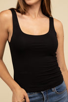 Zenana Double Layer Round Neck Tank Top BLACK ZENANA