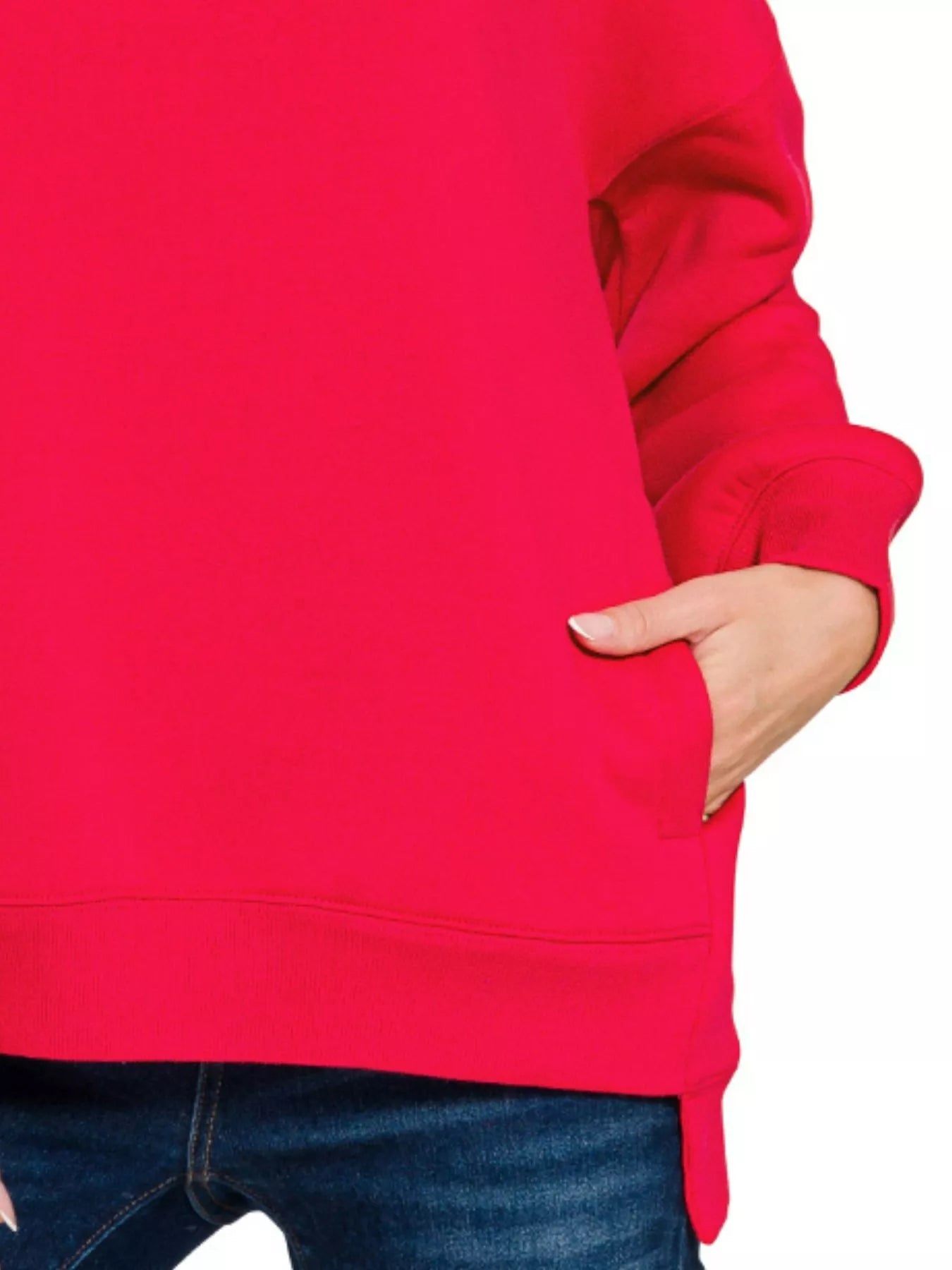 Zenana Ruby Fleece Hi-low Boyfriend Sweatshirts with Pockets