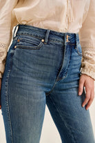 Judy Blue Dark Washed High Waist Double Button Tummy Control Flare Jeans
