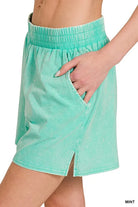 Zenana Ash Black Acid Washed Short Sleeve Tee & Shorts Set