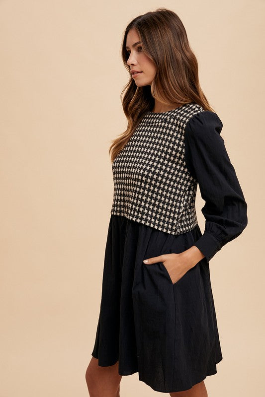 Annie Wear Tie Back Plaid Round Neck Mini Dress Annie Wear Tie Back Plaid Round Neck Mini Dress