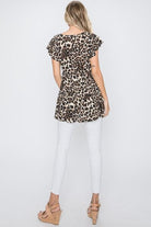 Heimish Leopard Round Neck Short Sleeve Blouse Plus Size