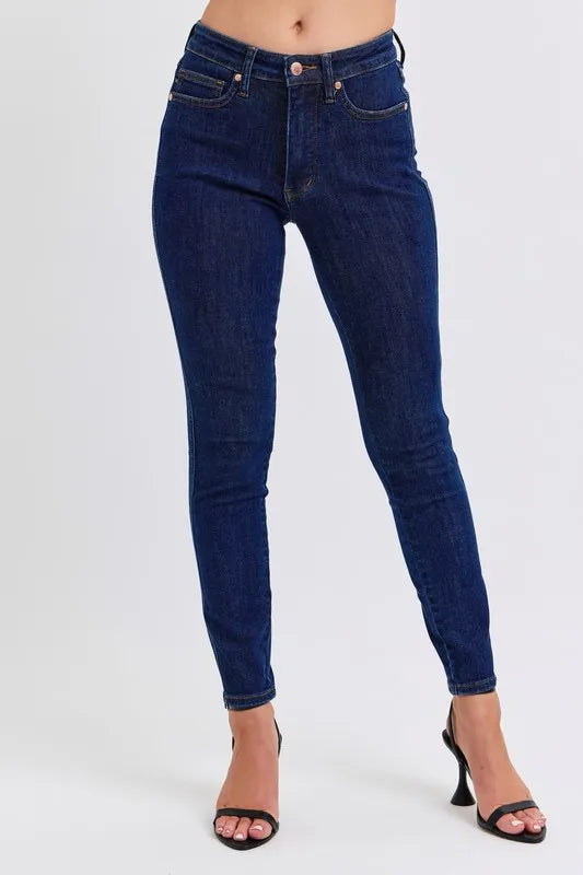 Judy Blue Mid Rise Tummy Control Classic Skinny Jeans DK