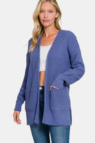 Zenana Marlin Waffle Open Front Sweater Cardigan Marlin