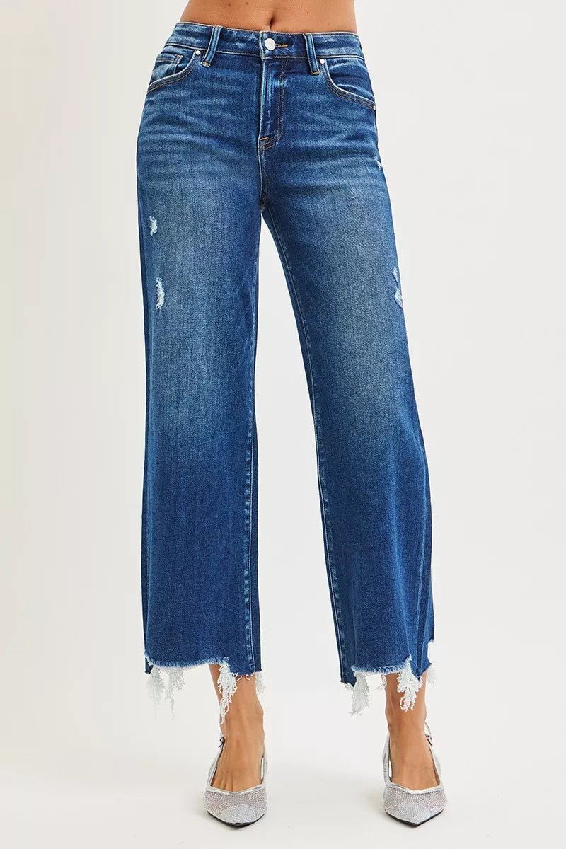 RISEN High Rise Crop Wide Leg Jeans