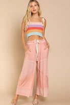 POL Dreamy Rose Elastic Waistband Wide Leg Pants with Drawstring