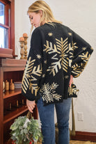 And The Why Black & Gold Foil Snowflake Round Neck Sweater Trendsi