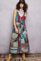 POL Sleeveless Patchwork Wide Leg Jumpsuit SAGE MULTI