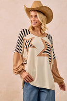 BiBi Star Patchwork Mixed Long Sleeve Top