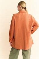 Davi & Dani Pumpkin Waffle-Knit Button Down Shirt