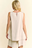 Davi & Dani Beoge Contrast Seam Top and Short Set