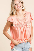 BiBi Jersey Knit Gathered Top with Ruffles