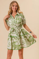 BiBi Avocado Woven Printed Tiered Dress