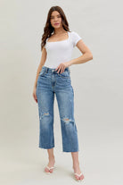 Judy Blue High Waist Destroy Crop Wide Leg Jeans