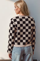 Preorder Double Take Checkered Tie Front Long Sleeve Cardigan