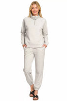 Zenana Scuba Half Zip Sweatshirts and Joggers Set