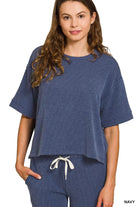 Zenana Raised Rib Short Sleeve Tee & Pants Set