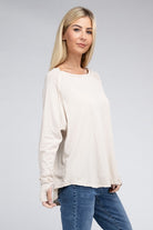 Zenana Cotton Raglan Sleeve Thumbhole Top ZENANA