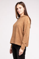 Zenana Hooded Brushed Melange Hacci Sweater ZENANA