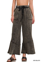 Zenana Ash Black Exposed-seam Flare Hem Pants With Pockets ASH BLACK
