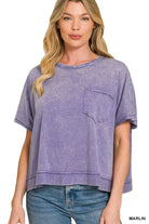 Zenana Acid Washed Round Neck Short Sleeve Oversized T-Shirt MARLIN