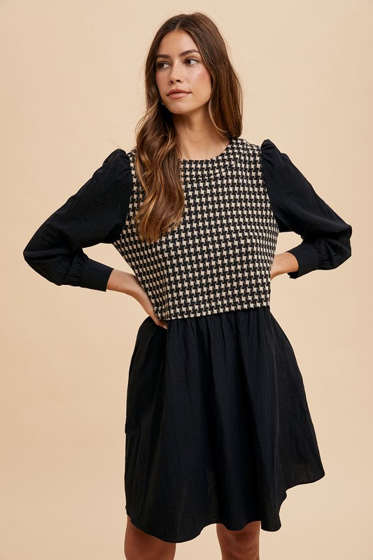 Annie Wear Tie Back Plaid Round Neck Mini Dress Annie Wear Tie Back Plaid Round Neck Mini Dress