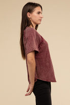 Zenana Back Patch Crinkle Washed Raglan Sleeve T-Shirt in 3 Colors! Shirts