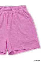 Zenana Heathered Mauve Cotton Slub Shorts