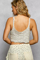 POL Handmade Granny Pattern Crochet Cami with Scalloped Strap
