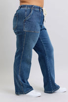 Judy Blue Plus Size High Waist Drawstring Wide Leg Jeans