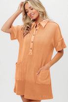 BiBi Apricot Dip Dye Mineral Washed Knit Dress APRICOT