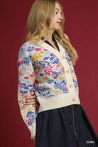 Umgee Ecru Floral Button-Up V-Neck Cardigan