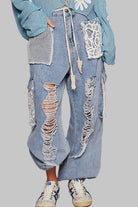 POL Vintage Washed Crochet Patch Distressed Jeans Jeans