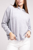 Zenana Hooded Brushed Melange Hacci Sweater H GREY ZENANA