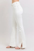 Judy Blue White High Waist Side Slit Slim Bootcut Jeans