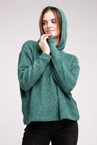 Zenana Hooded Brushed Melange Hacci Sweater ZENANA