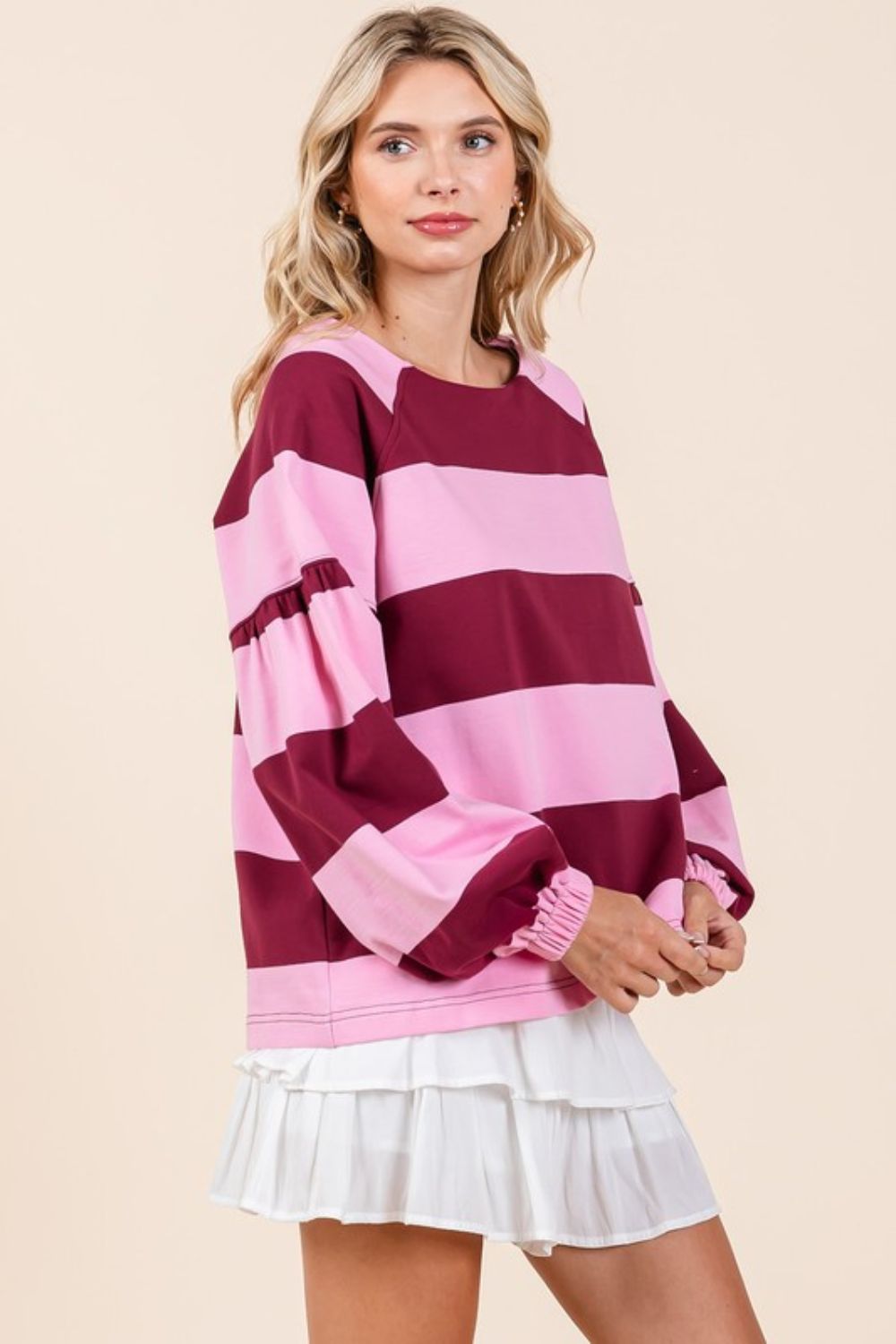 Mittoshop Striped Snap Shoulder Long Sleeve Top