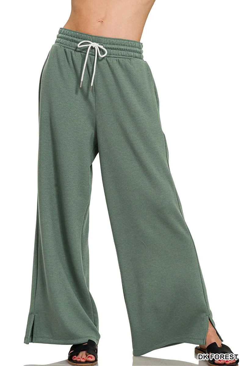 Zenana Dark Forest Scuba Drawstring Pants DK FOREST