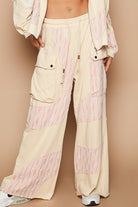 POL Cream Beige Crochet Contrast Drawstring Wide Leg Pants Trendsi