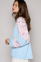 POL Round Neck Balloon Floral Long Sleeve Top Trendsi