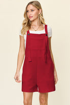 Double Take Quilted Textured Sleeveless Romper Deep Red Trendsi