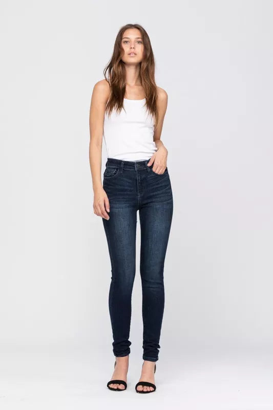 Judy Dark Washed Blue High Waist Washed Skinny Jeans