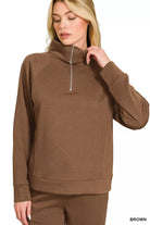 Zenana Scuba Half Zip Sweatshirts and Joggers Set