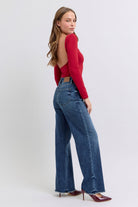 Judy Blue Raw Hem Mid Rise Jeans w/ Tint Jeans