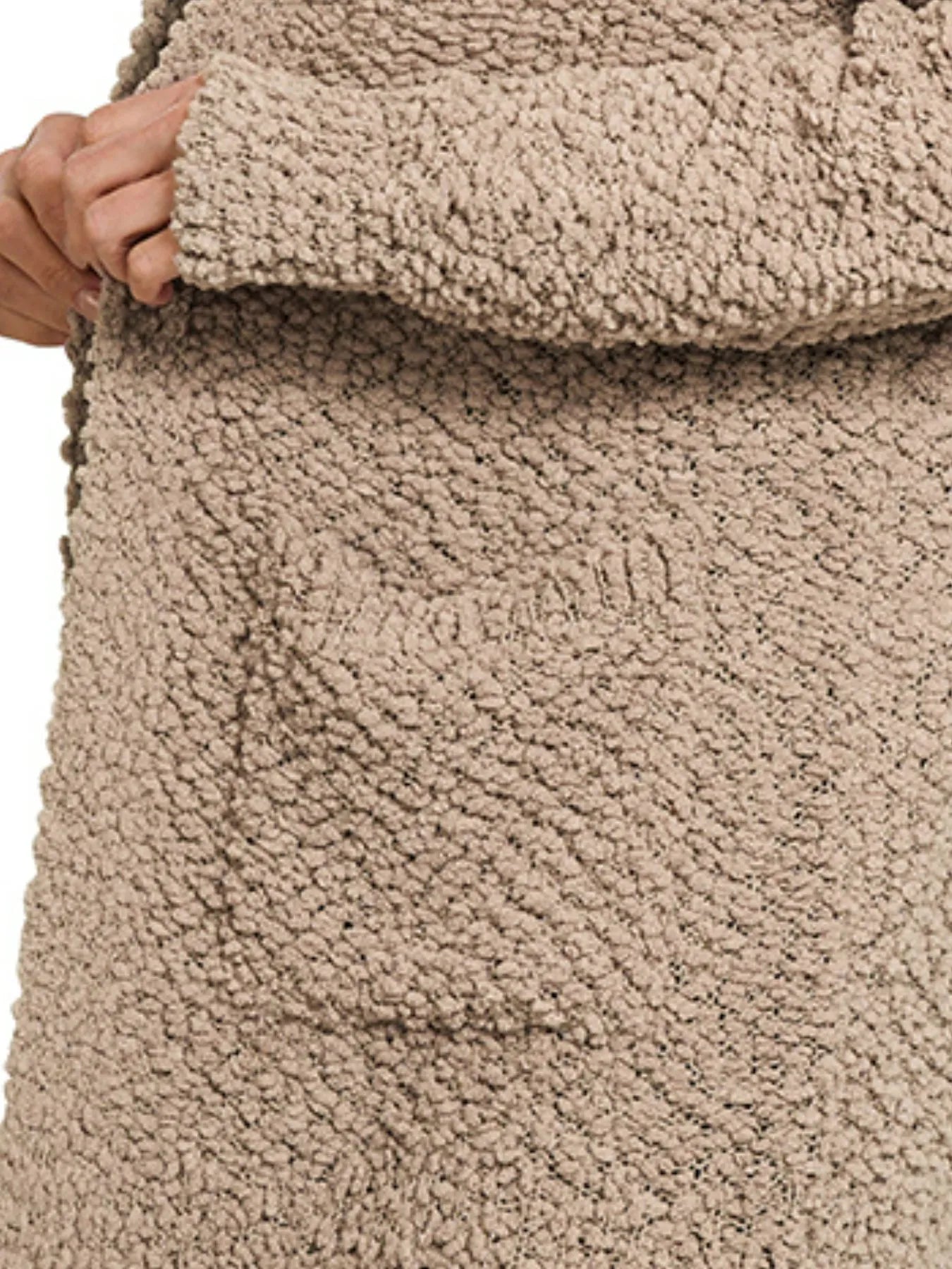 Zenana Ash Mocha Long Sleeve Popcorn Sweater Cardigan with Pockets