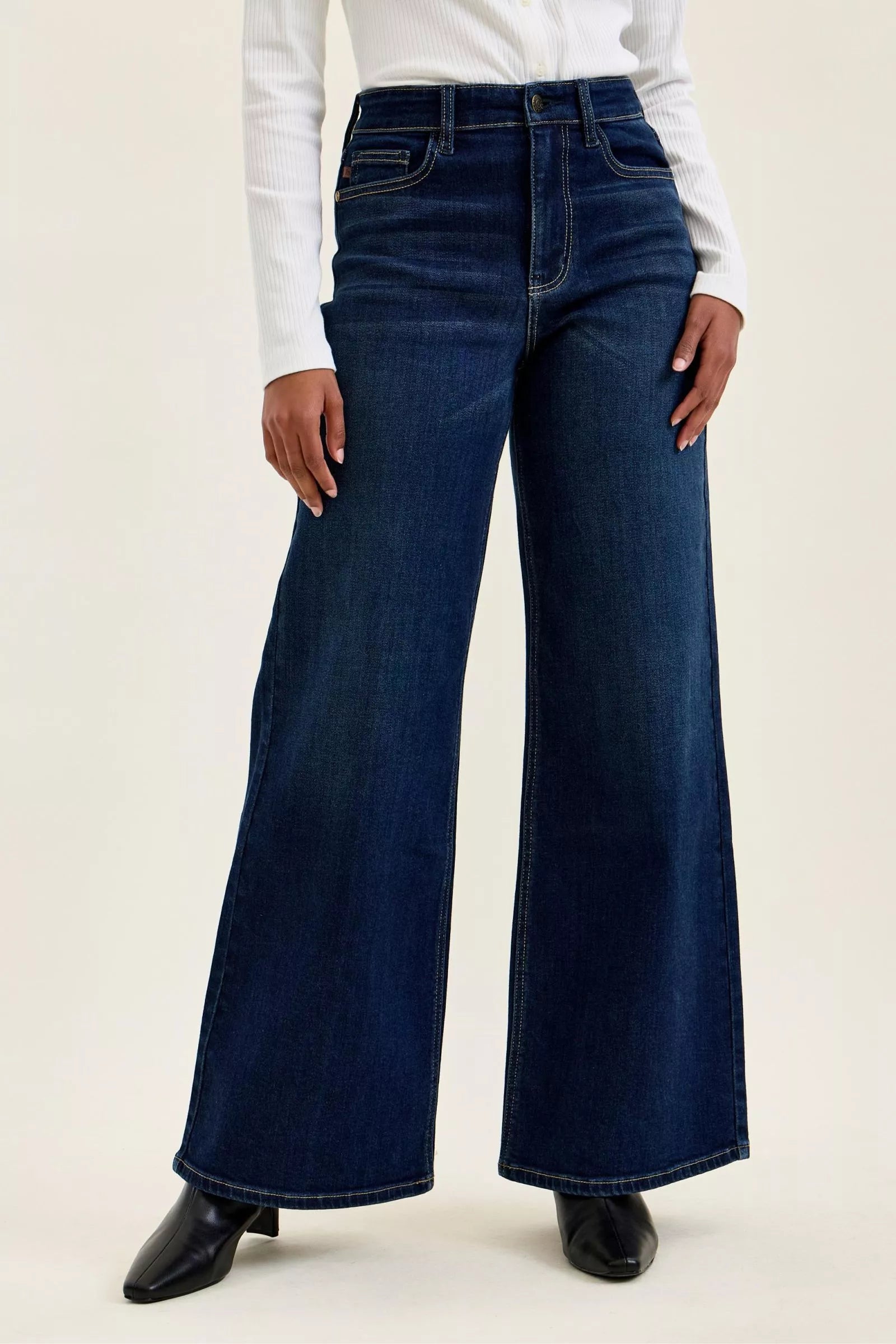 Judy Blue High-Waisted Wide-Leg Dark Wash Jeans DK