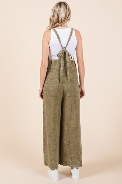 Mittoshop Olive Textured Wide Leg Overalls