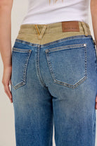 Judy Blue Mid Rise Column Straight Jeans with Corduroy Waist