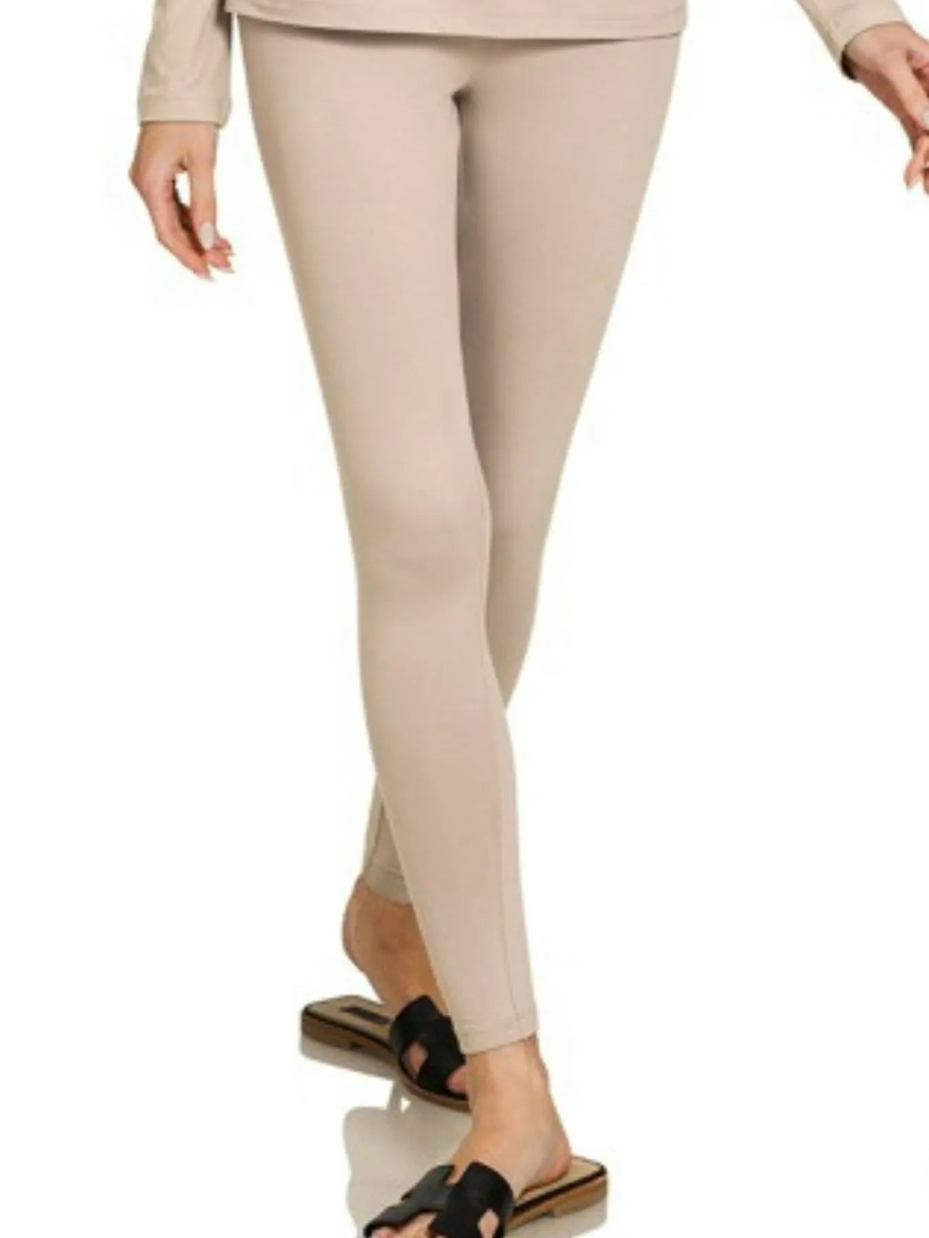 Zenana Ash Mocha Microfiber Round Neck Top and Leggings Set