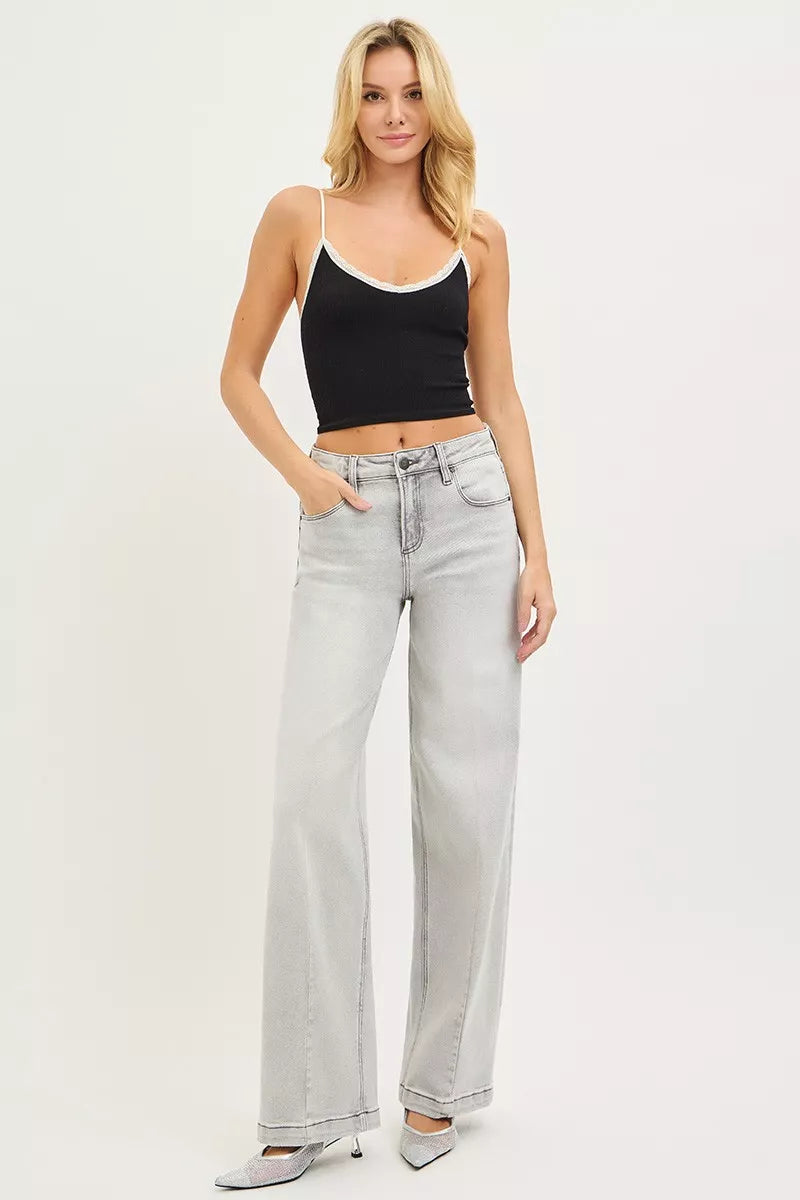RISEN Slouchy Baggy Jeans with Contrast Stitching